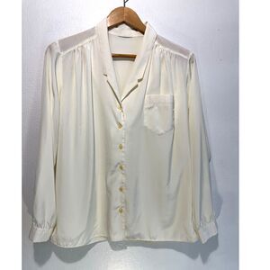 VTG romantic blouse timeless closet staple career business romantic women L